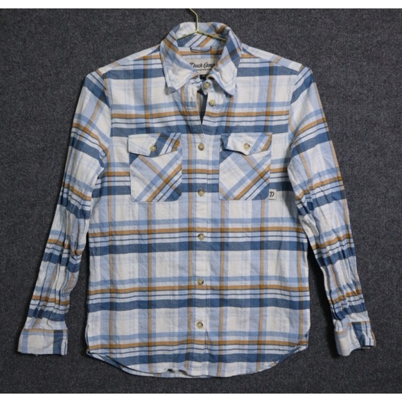 Duck Camp Shirt Women Medium Blue Trailhead Twill Plaid‎ Flannel LS Button Up - Picture 1 of 4